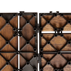 Podest Tarasowy Akacjowy 30x30cm płytki mozaika 6 paneli Ciemny Brąz zestaw 11szt. 0,99mkw