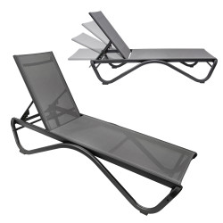 Leżak ogrodowy SOLARIA szary regulowane oparcie PREMIUM