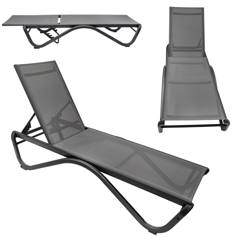 Leżak ogrodowy SOLARIA szary regulowane oparcie PREMIUM