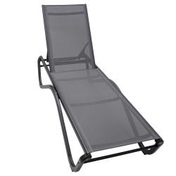 Leżak ogrodowy SOLARIA szary regulowane oparcie PREMIUM