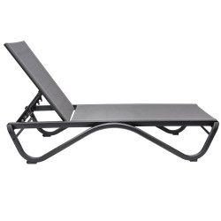 Leżak ogrodowy SOLARIA szary regulowane oparcie PREMIUM