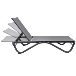 Leżak ogrodowy SOLARIA szary regulowane oparcie PREMIUM