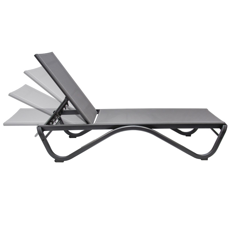 Leżak ogrodowy SOLARIA szary regulowane oparcie PREMIUM