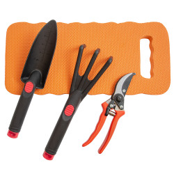 Zestaw Narzędzi Ogrodowych 4 Części Łopatka Pazurki Sekator Mata Piankowa