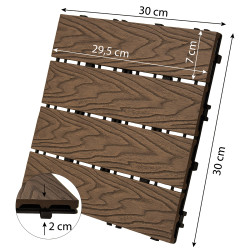 Podest tarasowy panel WPC 30x30x2 cm BRĄZ Zestaw 4szt. 0,36mkw