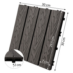 Podest tarasowy panel WPC 30x30x2 cm SZARY Zestaw 12szt. 1mkw