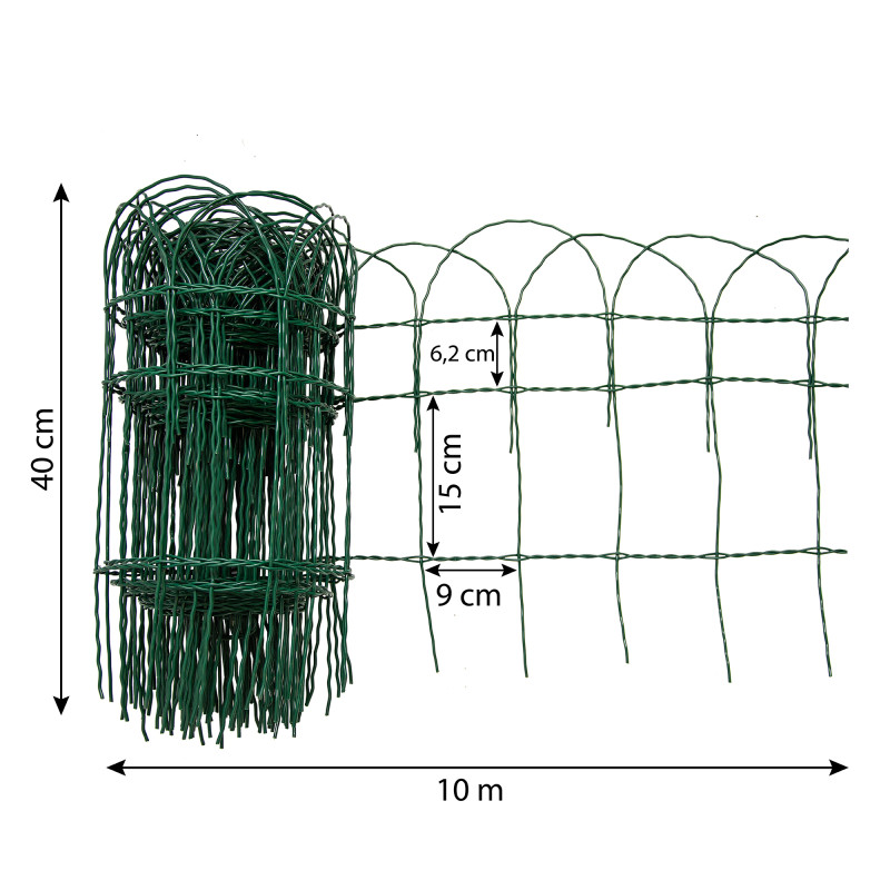 Siatka rabatowa ogrodzeniowa zgrzewana zielona 0,4x10m