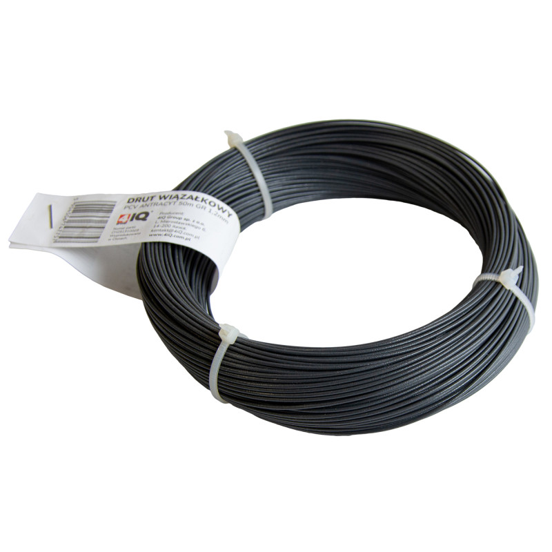 Drut wiązałkowy PCV antracytowy rolka 50 m grubość 1,2 mm