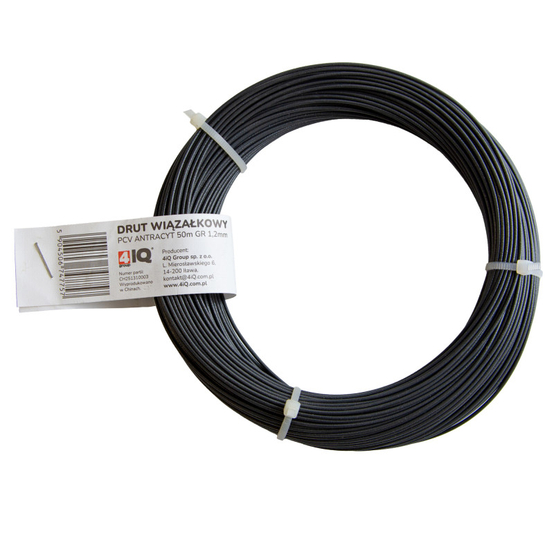 Drut wiązałkowy PCV antracytowy rolka 50 m grubość 1,2 mm