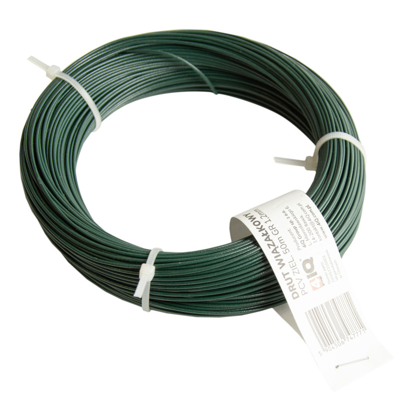 Drut wiązałkowy PCV zielony rolka 50 m grubość 1,2 mm