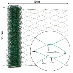 Siatka hexagonalna PCV zielona 0,5x10m ogrodzenie 50x50mm