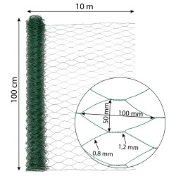 Siatka hexagonalna PCV zielona 1x10m ogrodzenie 50x50mm