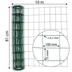 Siatka zgrzewana zielona PCV 0,8x10m ogrodzenie 75x100mm