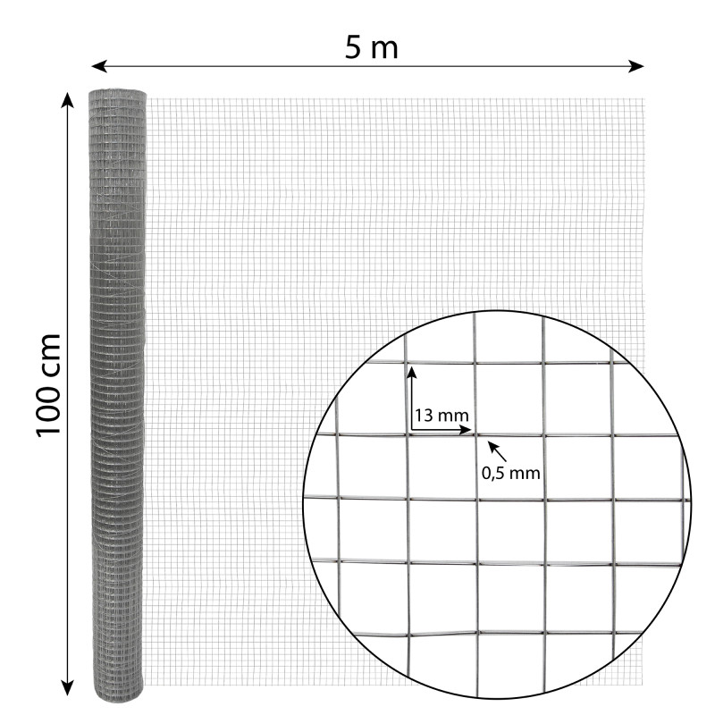 Siatka zgrzewana ocynkowana 1x5 m ogrodzenie kratka 13x13mm