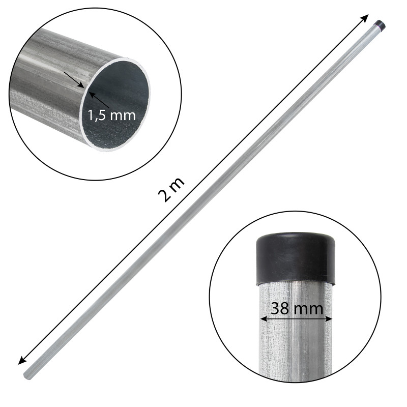 Słupek ogrodzeniowy 200 cm ocynkowany fi 38 mm gr. 1,5 mm słupek okrągły do siatki