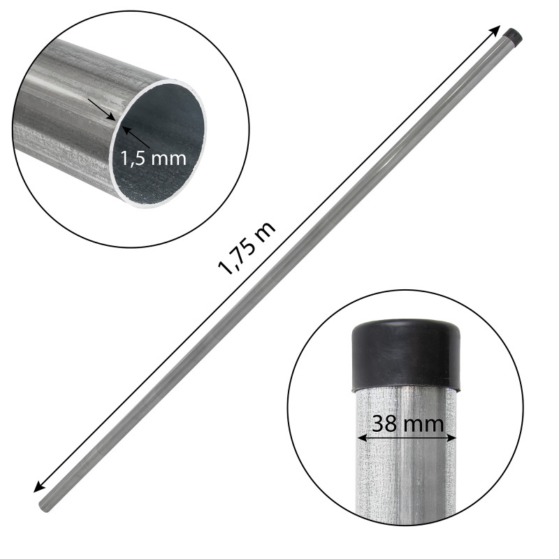 Słupek ogrodzeniowy 175 cm ocynkowany fi 38 mm gr. 1,5 mm słupek okrągły do siatki