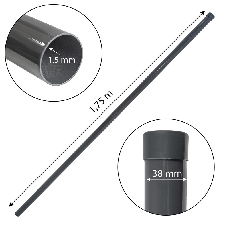Słupek ogrodzeniowy 175 cm antracyt fi 38 mm gr. 1,5 mm słupek okrągły do siatki