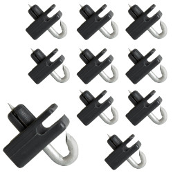 Przelotka drutu do słupka z bolcem czarna do siatki ogrodzenia - 10 sztuk