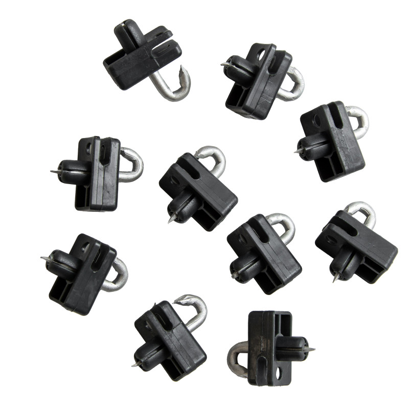 Przelotka drutu do słupka z bolcem czarna do siatki ogrodzenia - 10 sztuk