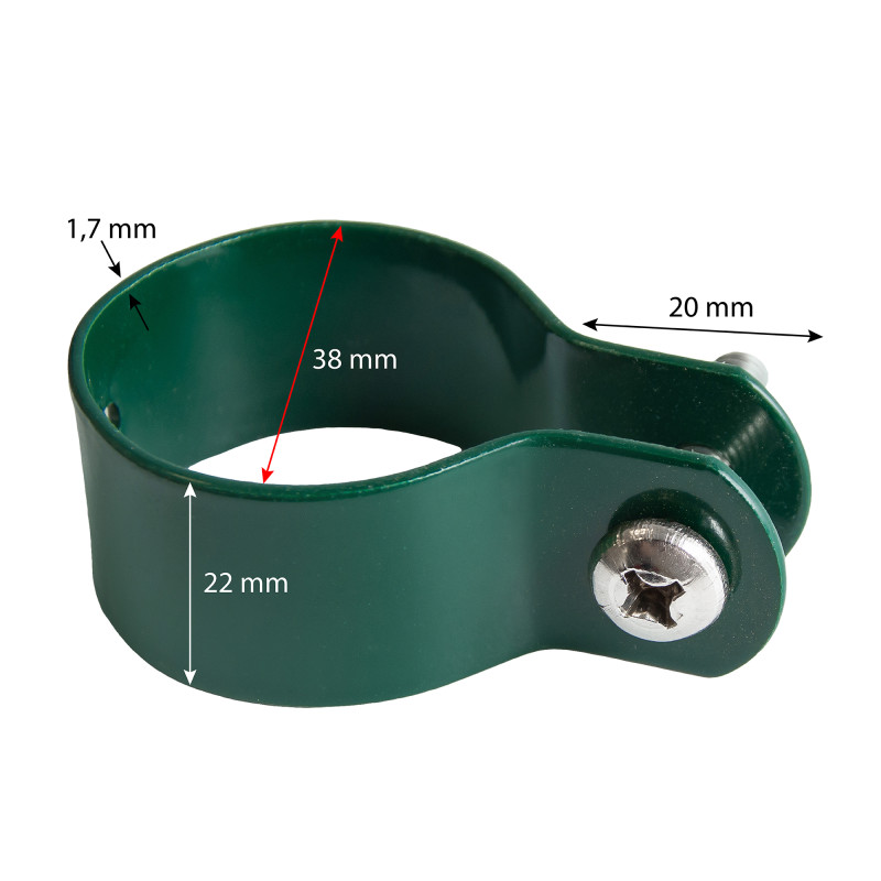 Obejma do ogrodzenia fi 38mm opaska zielona na słupek - 10 sztuk