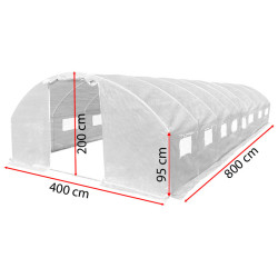 Tunel szklarniowy 32m2 PREMIUM White 4x8m 25mm