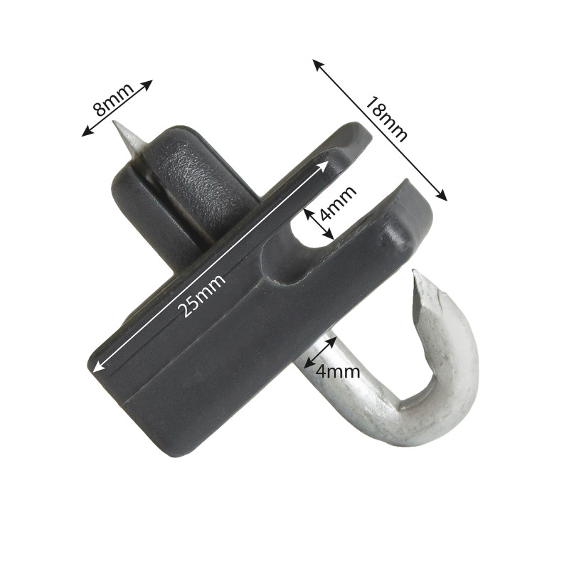 Przelotka drutu do słupka z bolcem antracyt do siatki ogrodzenia - 10 sztuk