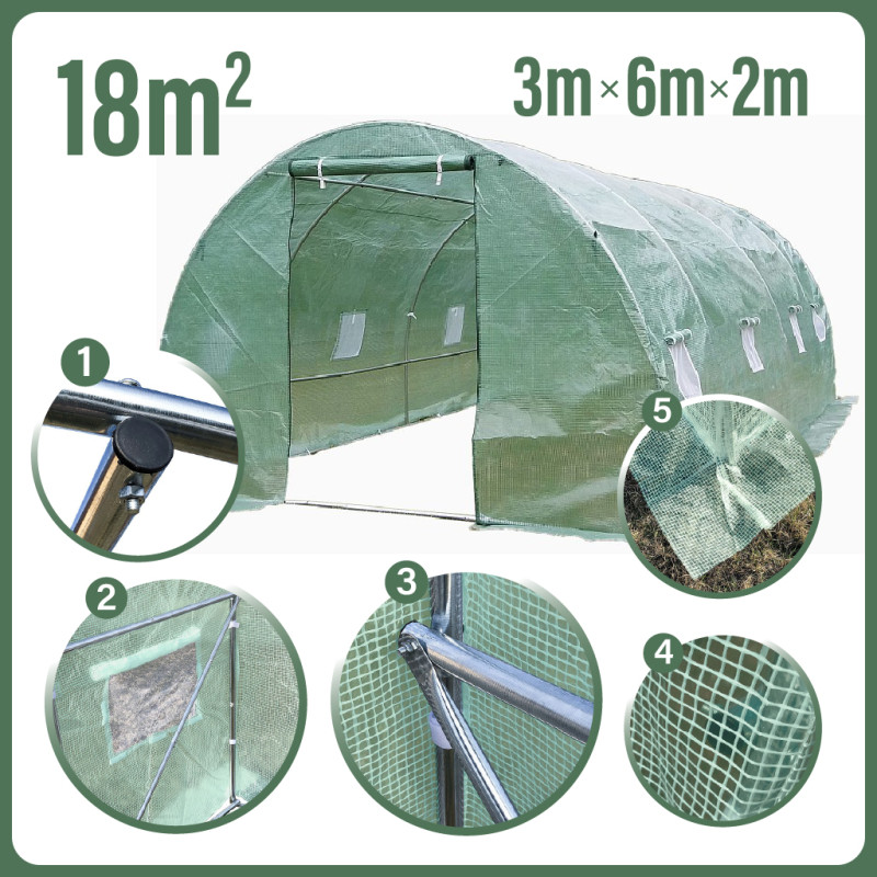 Tunel Szklarniowy 18m2 PREMIUM Green 3x6m grube rurki 25mm