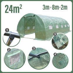 Tunel Szklarniowy 24m2 PREMIUM Green 3x8m grube rurki 25mm