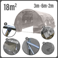 Tunel Szklarniowy 18m2 PREMIUM Grey 3x6m grube rurki 25mm