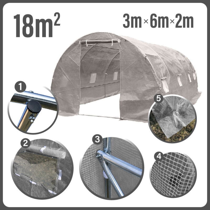 Tunel Szklarniowy 24m2 PREMIUM Grey 3x8m grube rurki 25mm