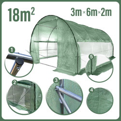 Tunel Szklarniowy 18m2 PREMIUM Green 3x6m z siatką na insekty grube rurki 25mm