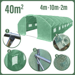 Tunel szklarniowy 40m2 PREMIUM green 4x10m grube rurki 25mm