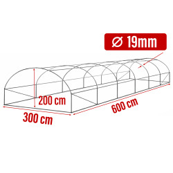Tunel Szklarniowy 18m2 PREMIUM White 3x6m rurki 19mm