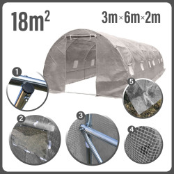 Tunel Szklarniowy 18m2 PREMIUM Grey 3x6m rurki 19mm