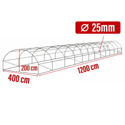 Tunel szklarniowy 48m2 PREMIUM green 4x12m 25mm