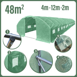 Tunel szklarniowy 48m2 PREMIUM green 4x12m 25mm