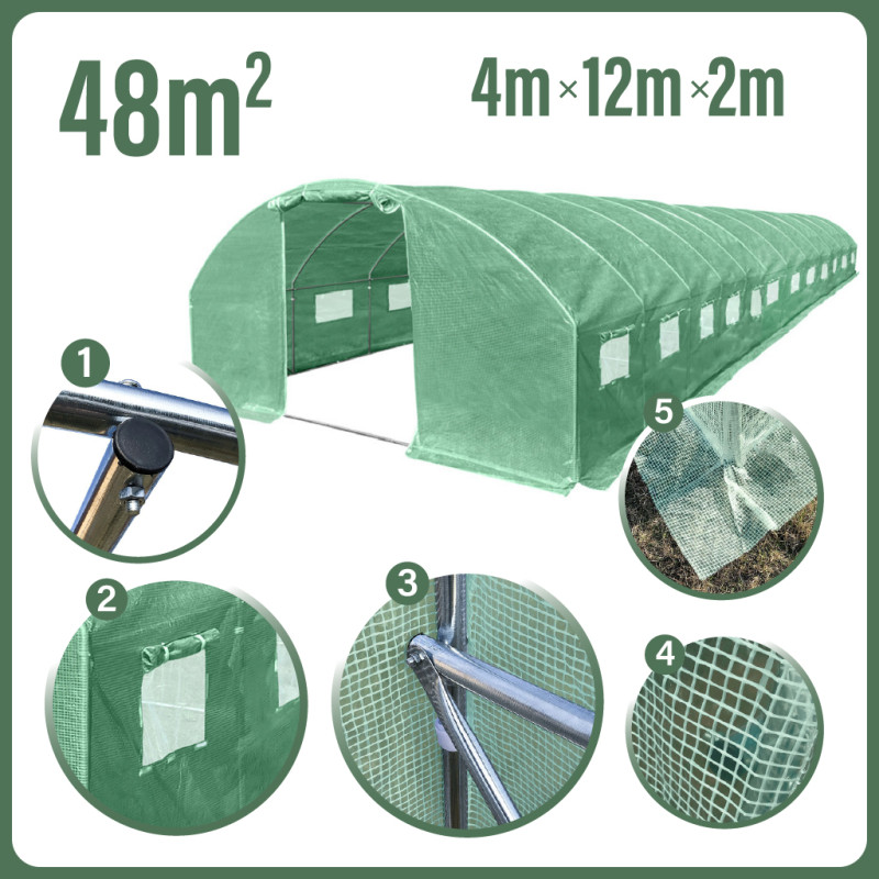 Tunel szklarniowy 48m2 PREMIUM green 4x12m 25mm