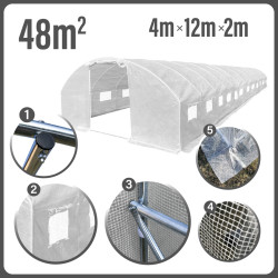 Tunel szklarniowy 48m2 PREMIUM white 4x12m 25mm