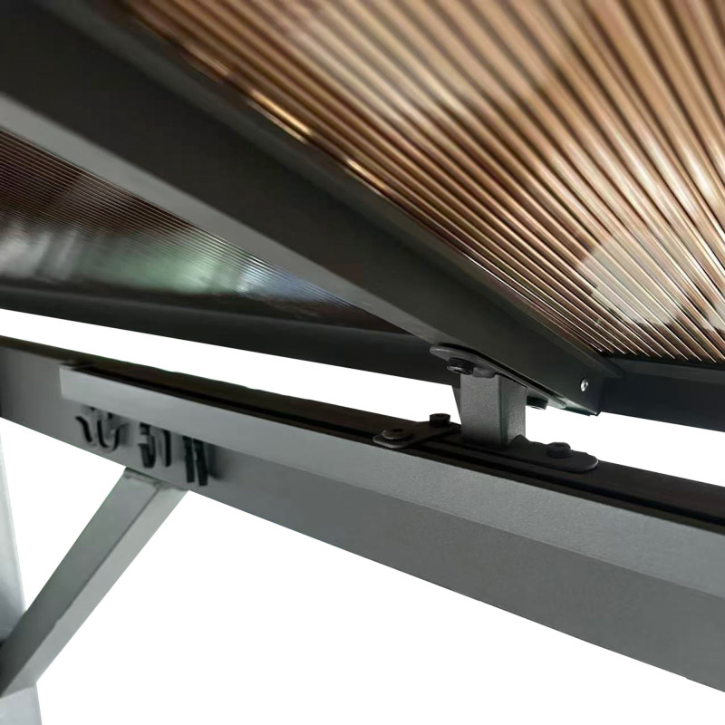 Pawilon ogrodowy brązowy z zasłonami szarymi 3x6xH2,7m Altana 18m2