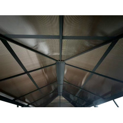 Pawilon ogrodowy brązowy z zasłonami szarymi 3x6xH2,7m Altana 18m2