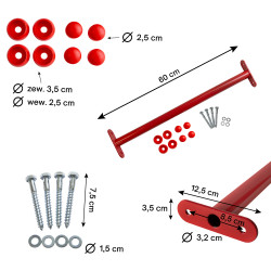 Metalowy drążek na plac zabaw 60 cm czerwony