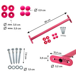 Metalowy drążek na plac zabaw 60 cm różowy
