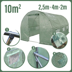 Tunel Szklarniowy 10m2 PREMIUM Green 2,5x4m grube rurki 25mm