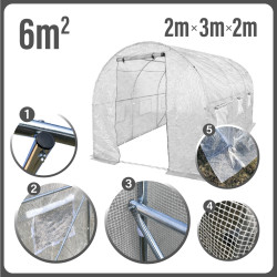 Tunel Szklarniowy 6m2 PREMIUM White 2x3m grube rurki 25mm
