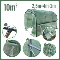Tunel Szklarniowy 10m2 PREMIUM Green 2,5x4m z siatką na insekty grube rurki 25mm