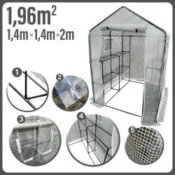 Mini tunel szklarniowy z półkami 1,4x1,4x2m biały