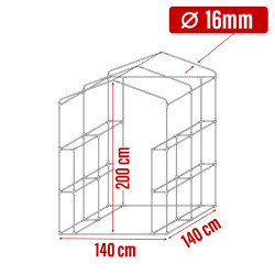 Mini tunel szklarniowy z półkami 1,4x1,4x2m zielony