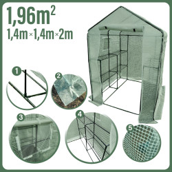 Mini tunel szklarniowy z półkami 1,4x1,4x2m zielony