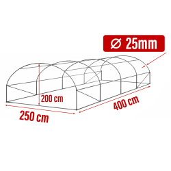 Tunel Szklarniowy 10m2 PREMIUM Green 2,5x4m grube rurki 25mm