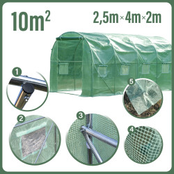 Tunel Szklarniowy 10m2 PREMIUM Green 2,5x4m grube rurki 25mm